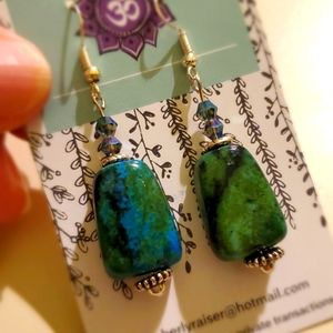 Chrysocolla and Crystal earrings